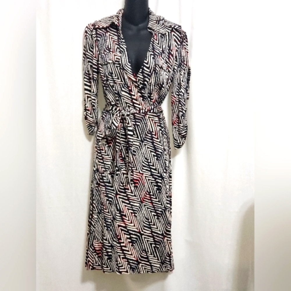 Diane Von Furstenberg Black and White Wrap Dress